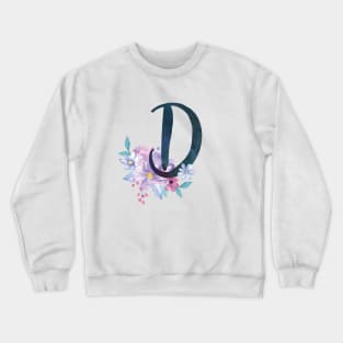 Floral Monogram D Pretty Lilac Bouquet Crewneck Sweatshirt